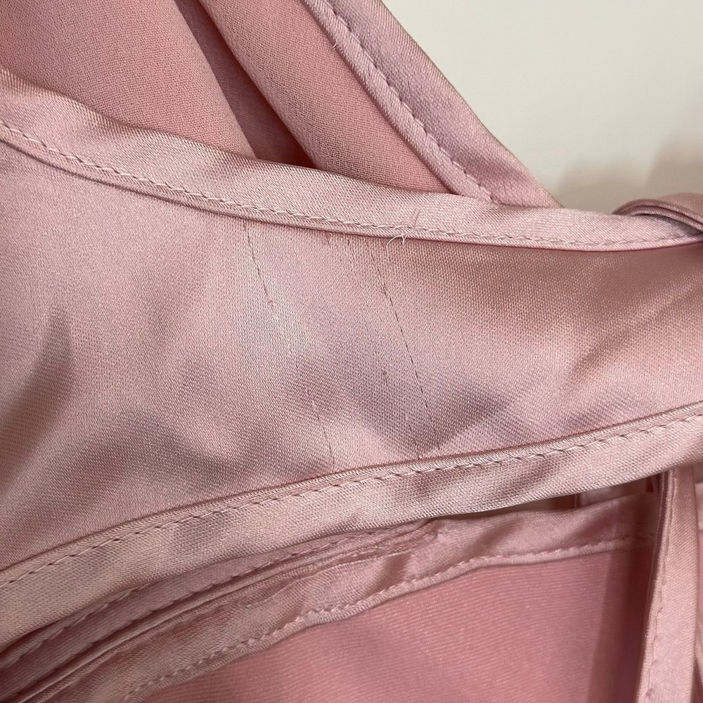 Zara Maxi Dress Womens Small Pink Satin Slip V-Neck Tie Front Open Back Evening - Picture 9 of 13